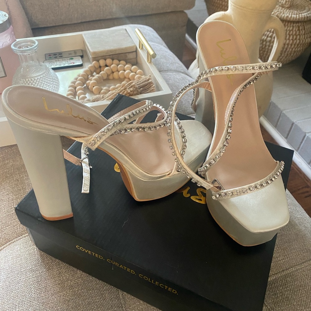 Lulus satin white bridal heel